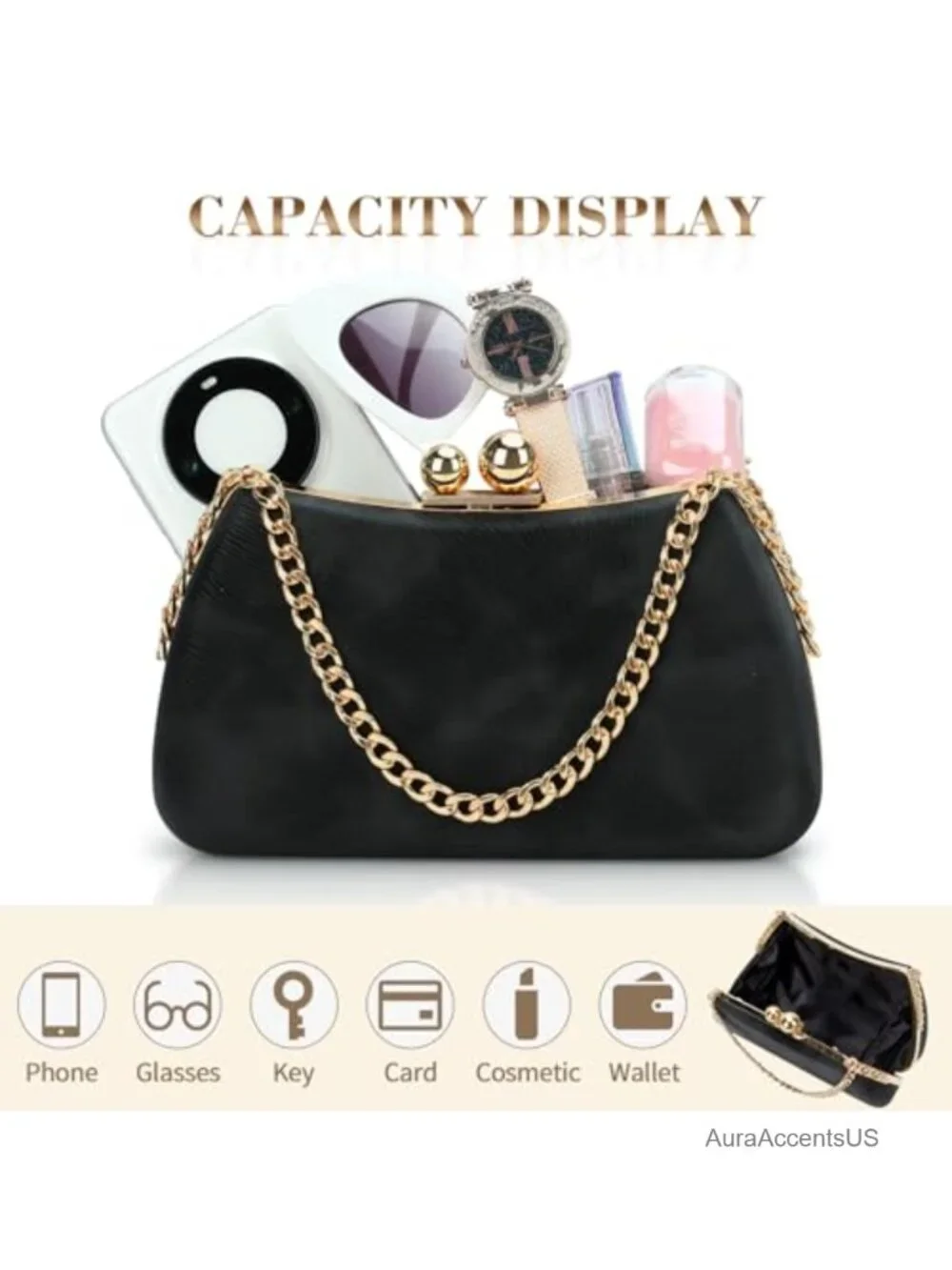 Vintage Kiss Lock Clutch Purse for Women Wedding Party Evening Bag Polyester